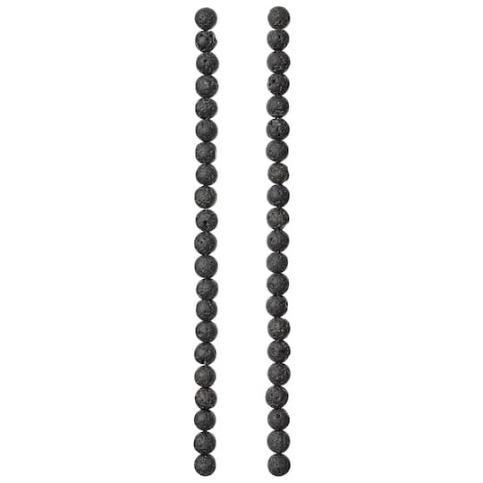 12 Pack: Black Lava Round Beads, 6mm by Bead Landing™